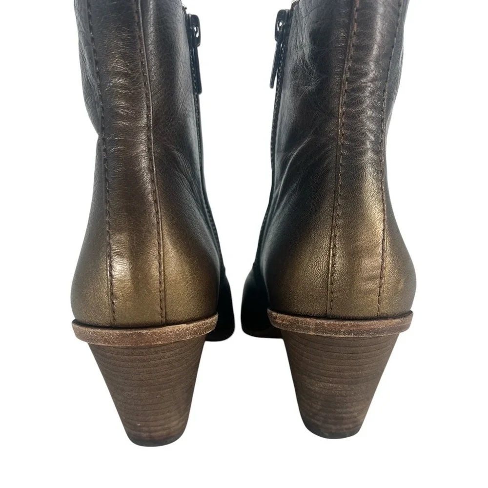 Frye‎ Amado Wedge Ankle Bootie Bronze Brown Leather 7.5